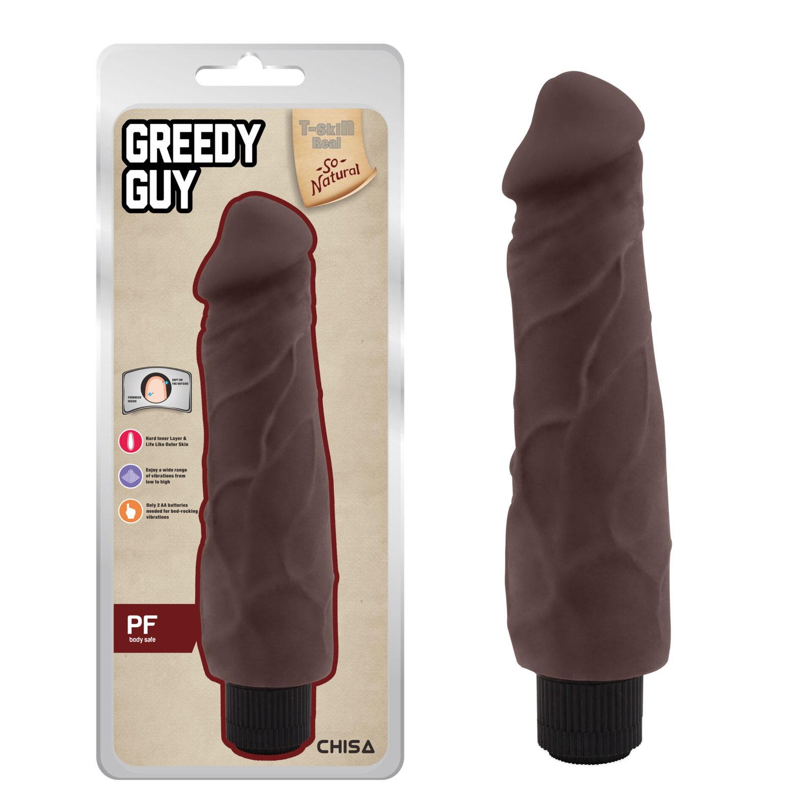 DILDO VIBRADOR GREEDY GUY BROWN 22.5"